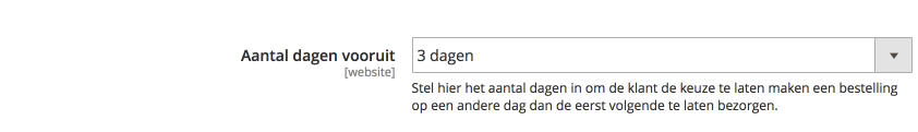 Magento aantal dagen vooruit