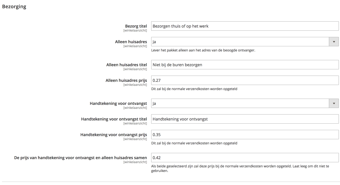 Magento bezorging checkout