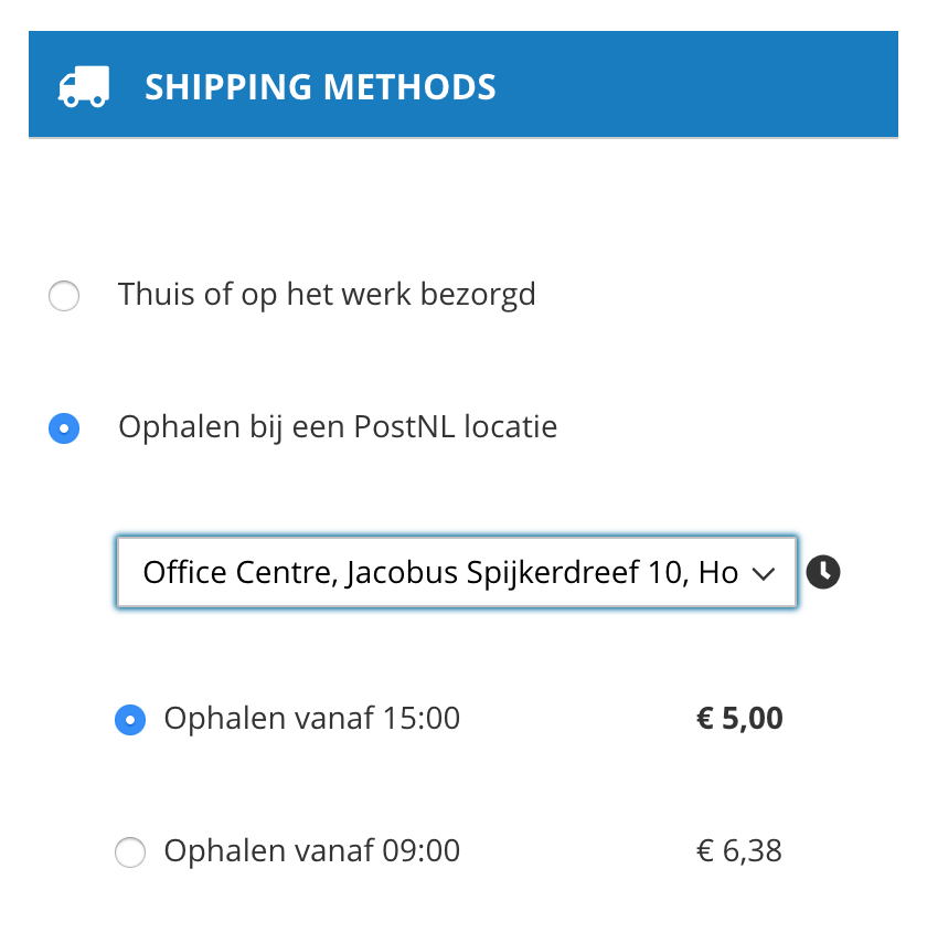 Magento checkout verzend opties 2