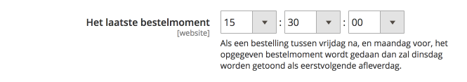 Magento laatste bestelmoment