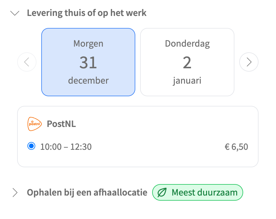 MyParcel WooCommerce bezorgopties checkoutpagina