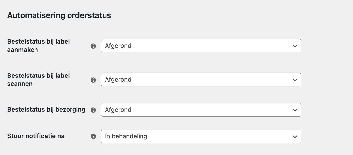 MyParcel WooCommerce automatisering orderstatus