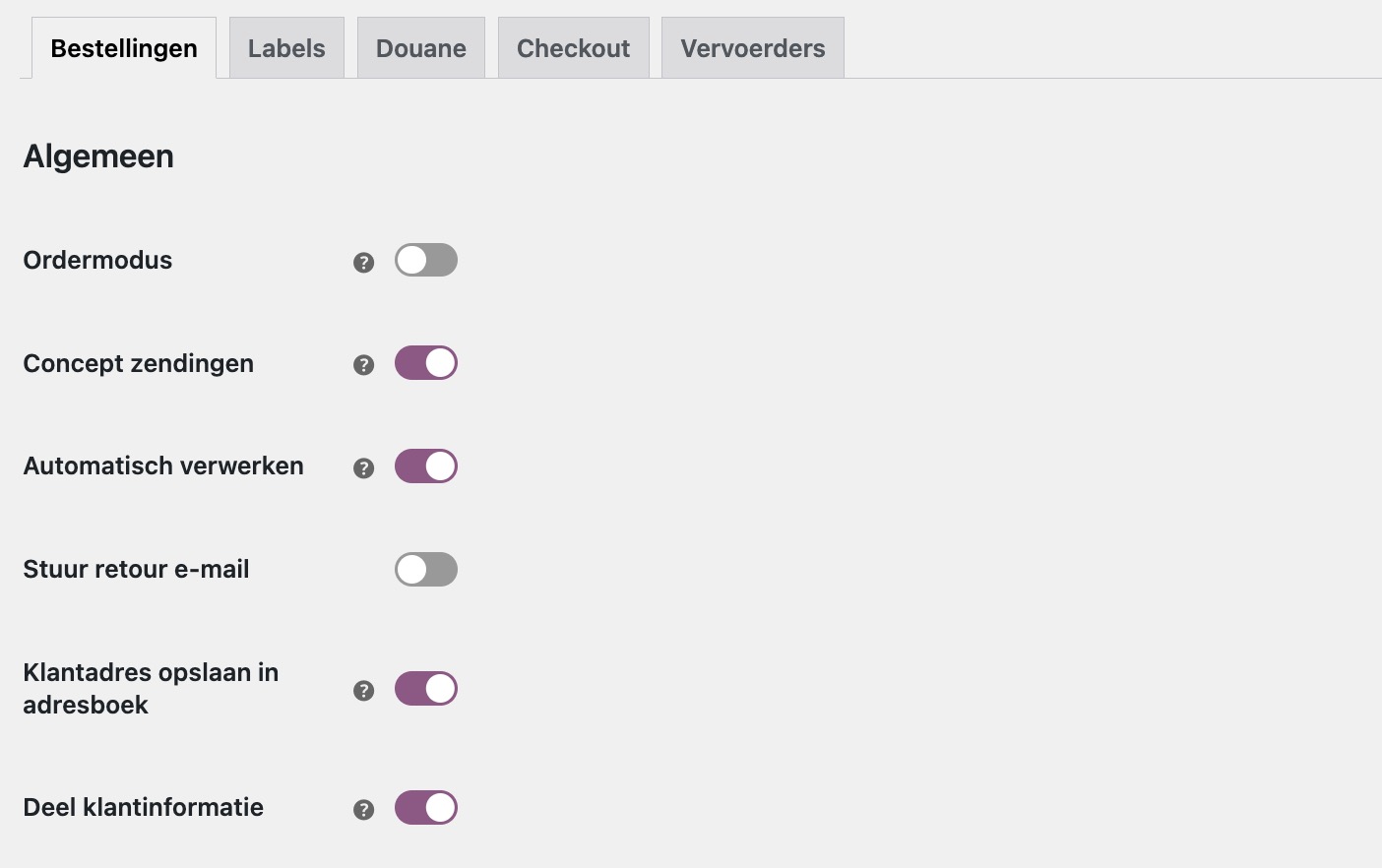 Ordermodus in de MyParcel WooCommerce plugin