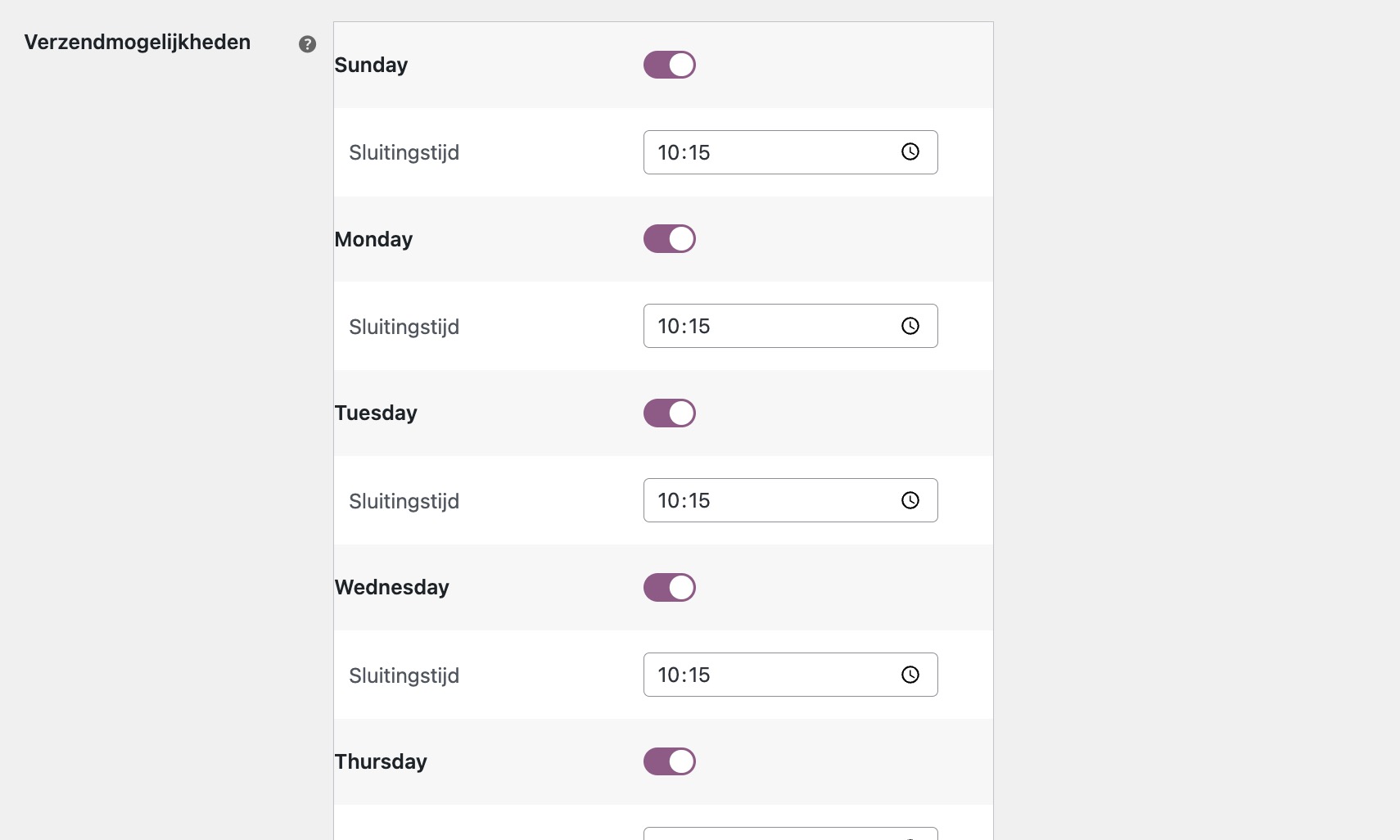 MyParcel WooCommerce plugin instellingen DHL for you verzendmogelijkheden