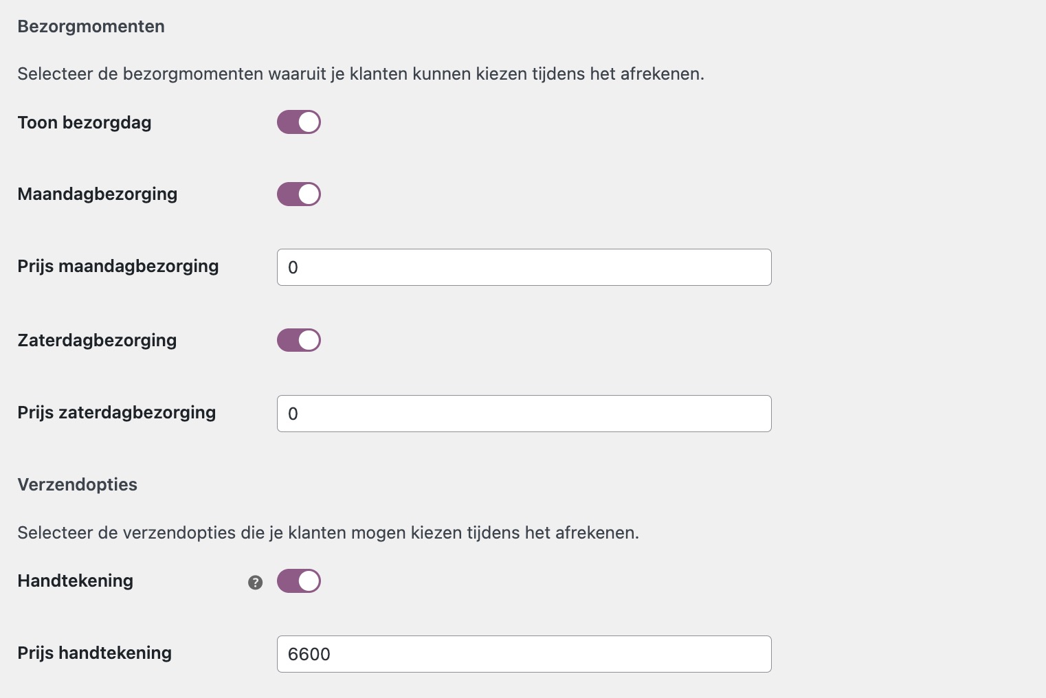 MyParcel WooCommerce plugin instellingen DHL for you bezorgmomenten